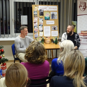 Leszek Herman i Krzysztof Lichtblau Pan od książek na spotkaniu z czytelnikami w Przecławiu